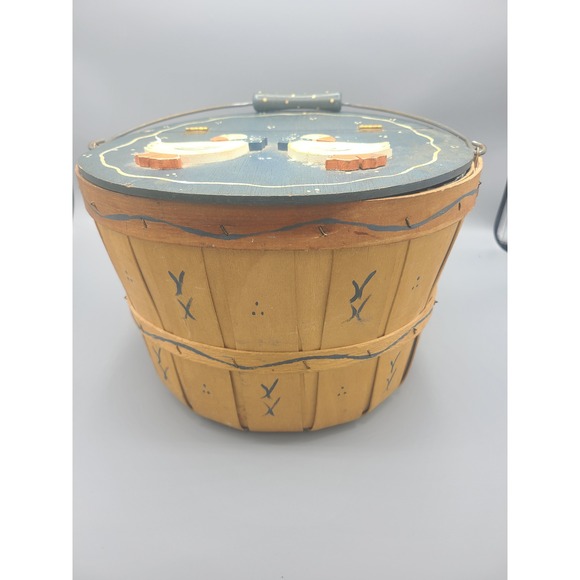 Vintage Hand-painted‎ Goose Basket 80s Country Revival - Picture 2 of 6